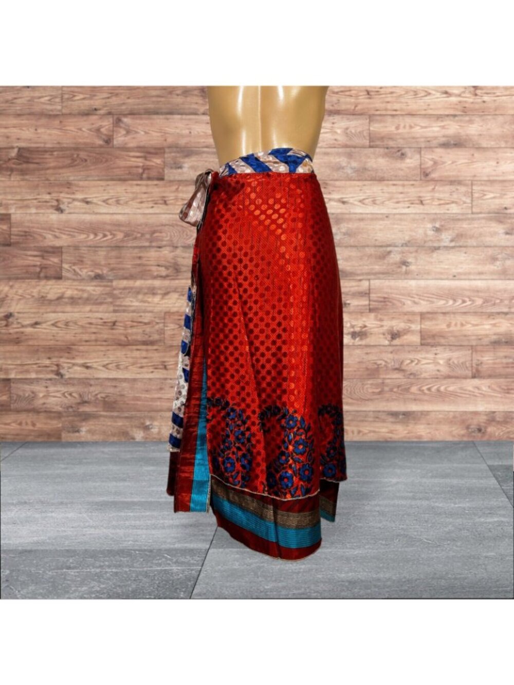 Boho Wrap Skirt Double Layer Sari Multi Wear 36 Travel Resort Festival Hippie - Picture 4 of 6